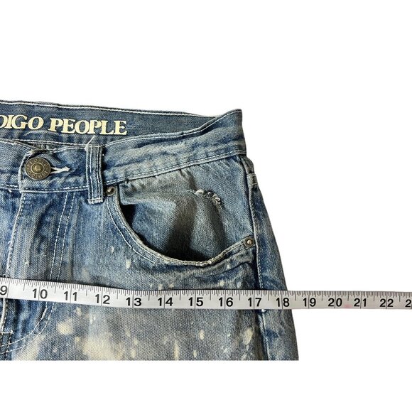 Indigo People Men's Distressed Light Blue Faded Jeans - Picture 6 of 8